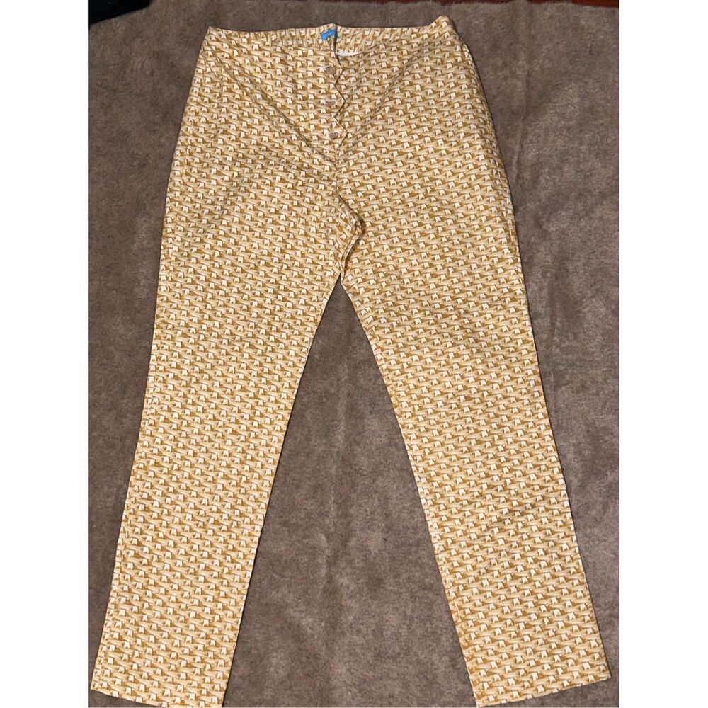 Beautiful J McLaughlin Womens Pull On Pants Waist Band Straight Leg Tan Cream Sz